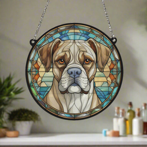 Boxer Stained Glass Effect Suncatcher